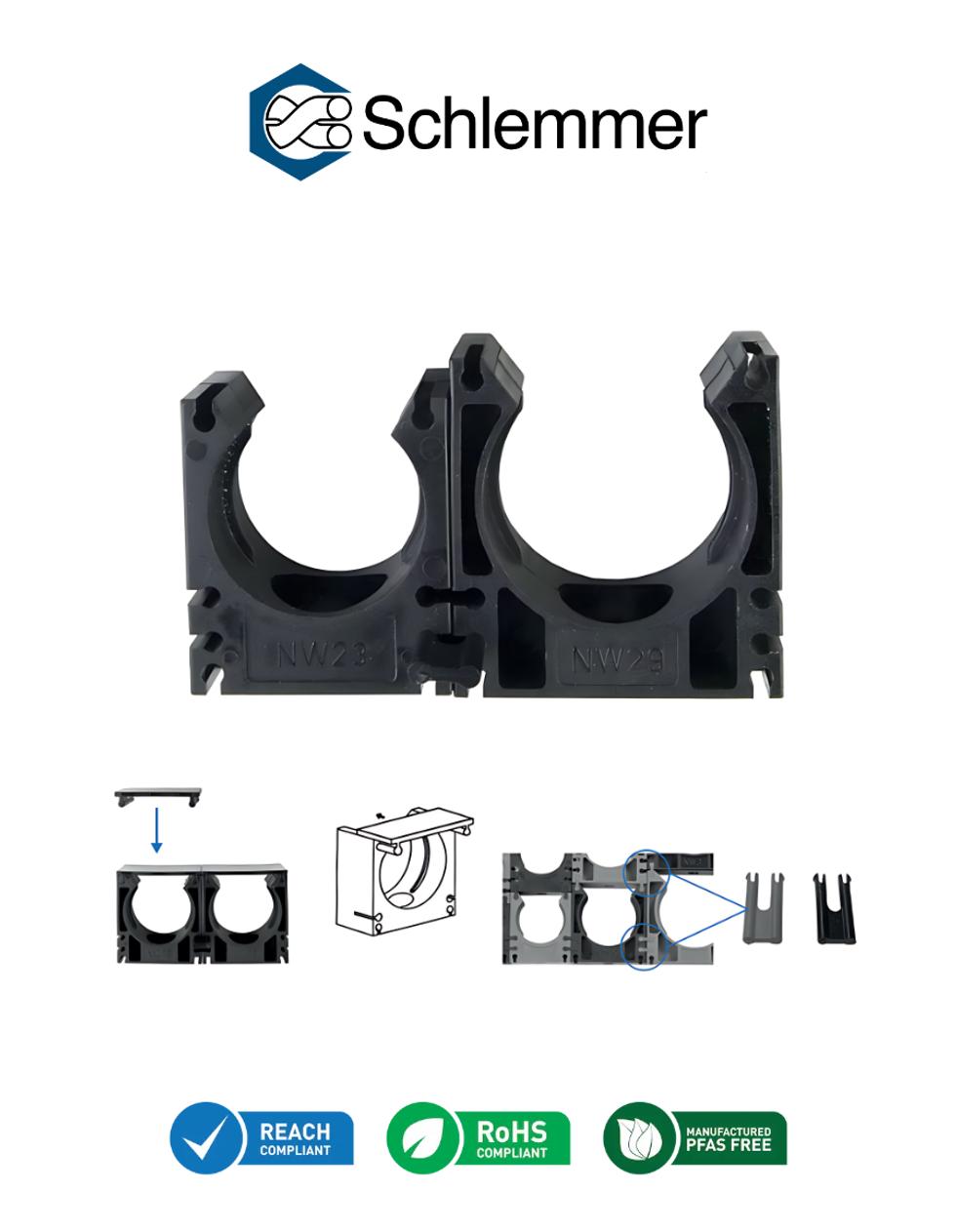 CORRUGATED TUBE HOLDER BLACK NW 50