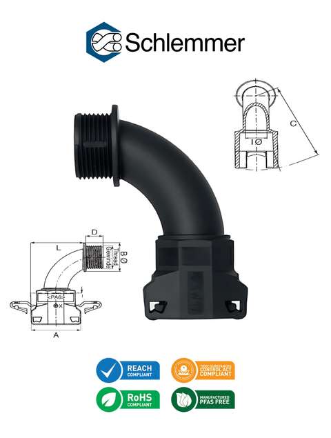 SEMFAST 90D ELBOW PG16 NW17 BLACK