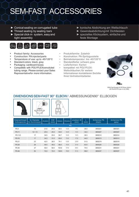 SEMFAST 90D ELBOW PG9 NW10 GREY