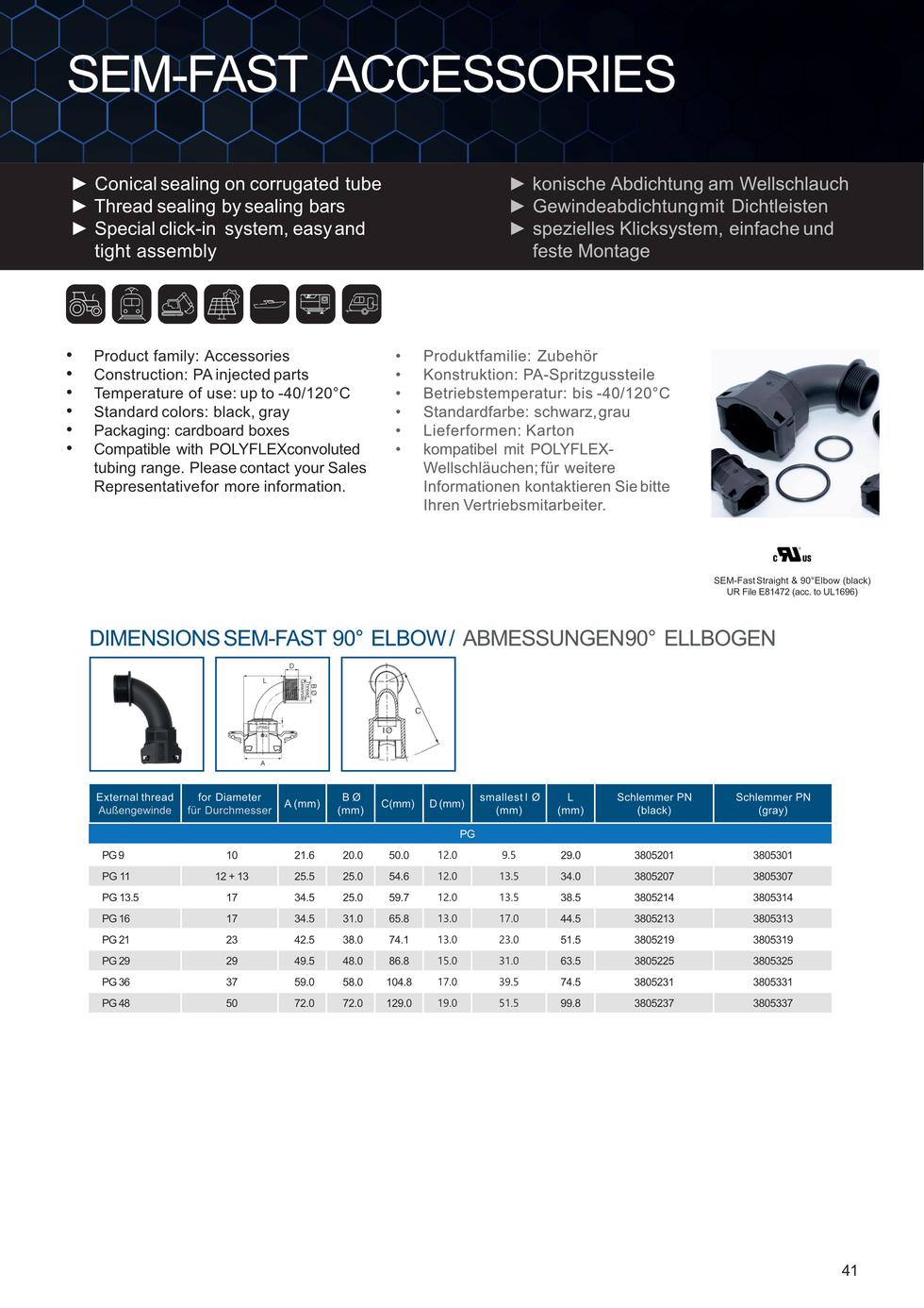 SEMFAST 90D ELBOW PG11 NW12 + 13 GREY