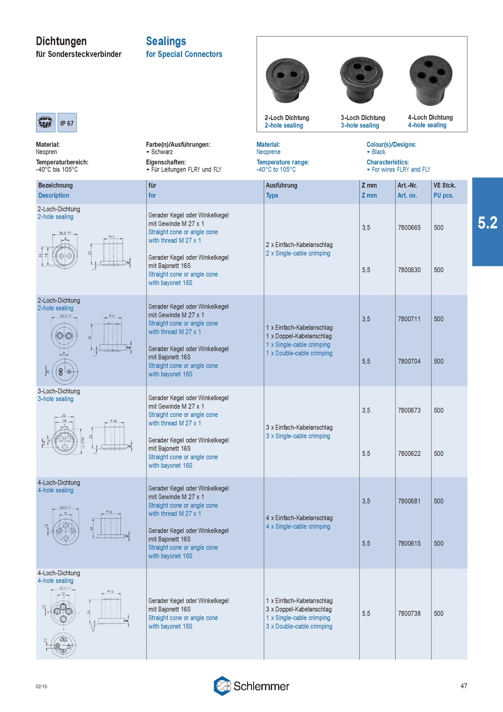 3-POLE CONNECTOR SEAL Z3.5 M27X1 (3 SINGLE CABLES)