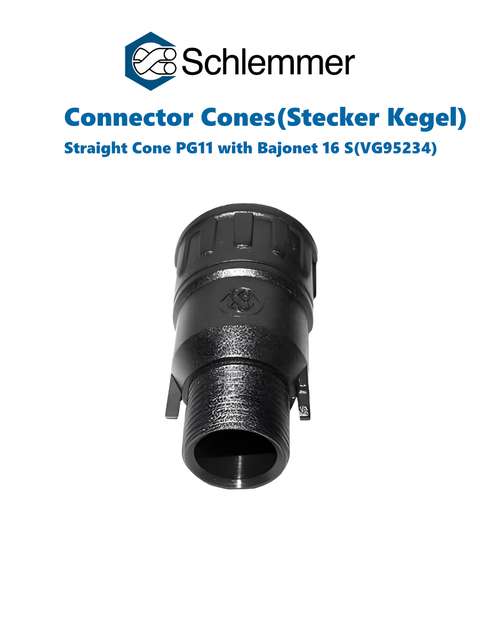 STRAIGHT CONE PG11 WITH BAYONET 16S SIMILAR VG 95234 PA6 BLACK