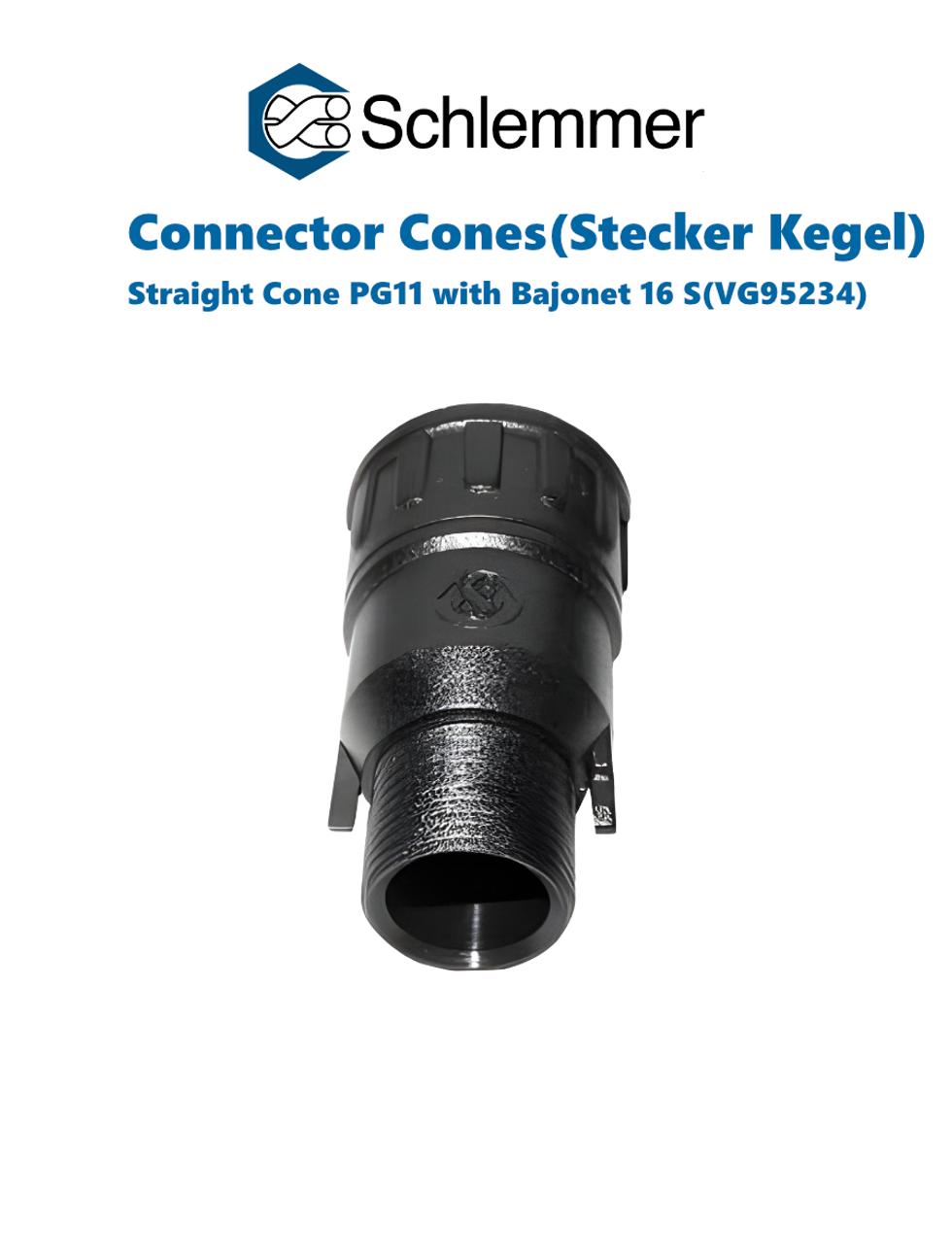 STRAIGHT CONE PG11 WITH BAYONET 16S SIMILAR VG 95234 PA6 BLACK