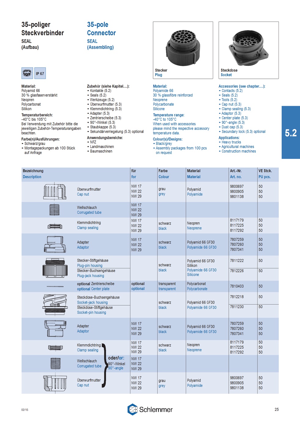 PLUG JACK HOUSING 35-POL 26XØ1,6 - 9XØ3,5 PA6GF30/SI BLACK