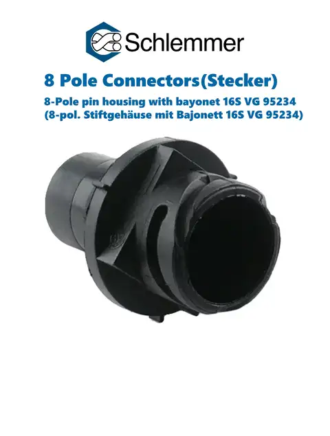 PLUG PIN HOUSING 8-POL BAYONET 16S 7XØ1,6 - 1XØ3,5 PA6GF30/SI BLACK