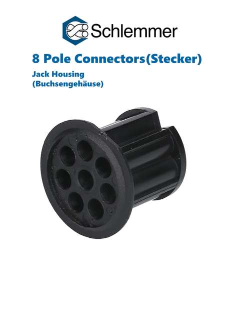 SOCKET JACK HOUSING 8-POLE 7XØ1.6 - 1XØ3.5 PA6 BLACK