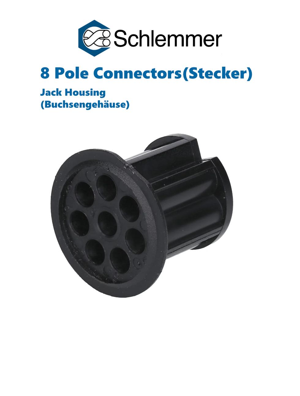 SOCKET JACK HOUSING 8-POLE 7XØ1.6 - 1XØ3.5 PA6 BLACK