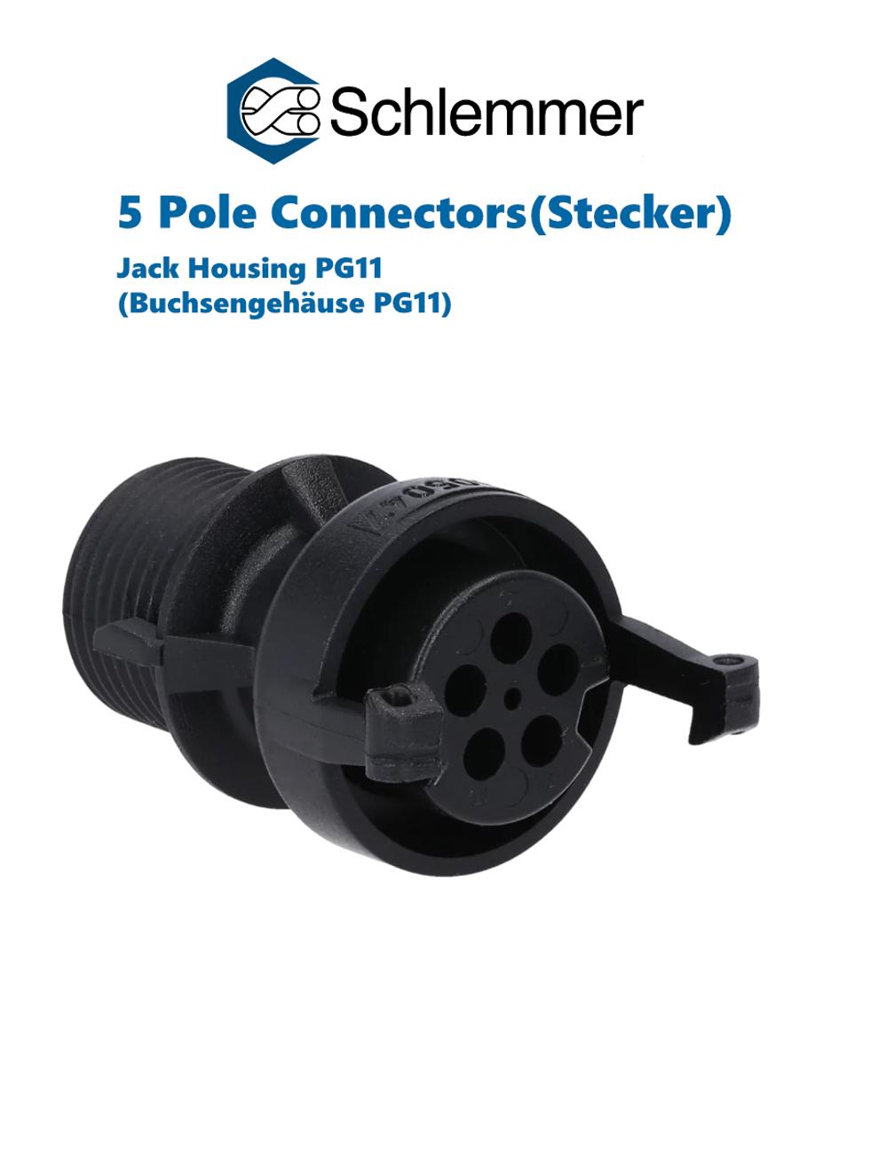 PLUG JACK HOUSING PG11 5-POLE 5XØ1.6 PA6 BLACK