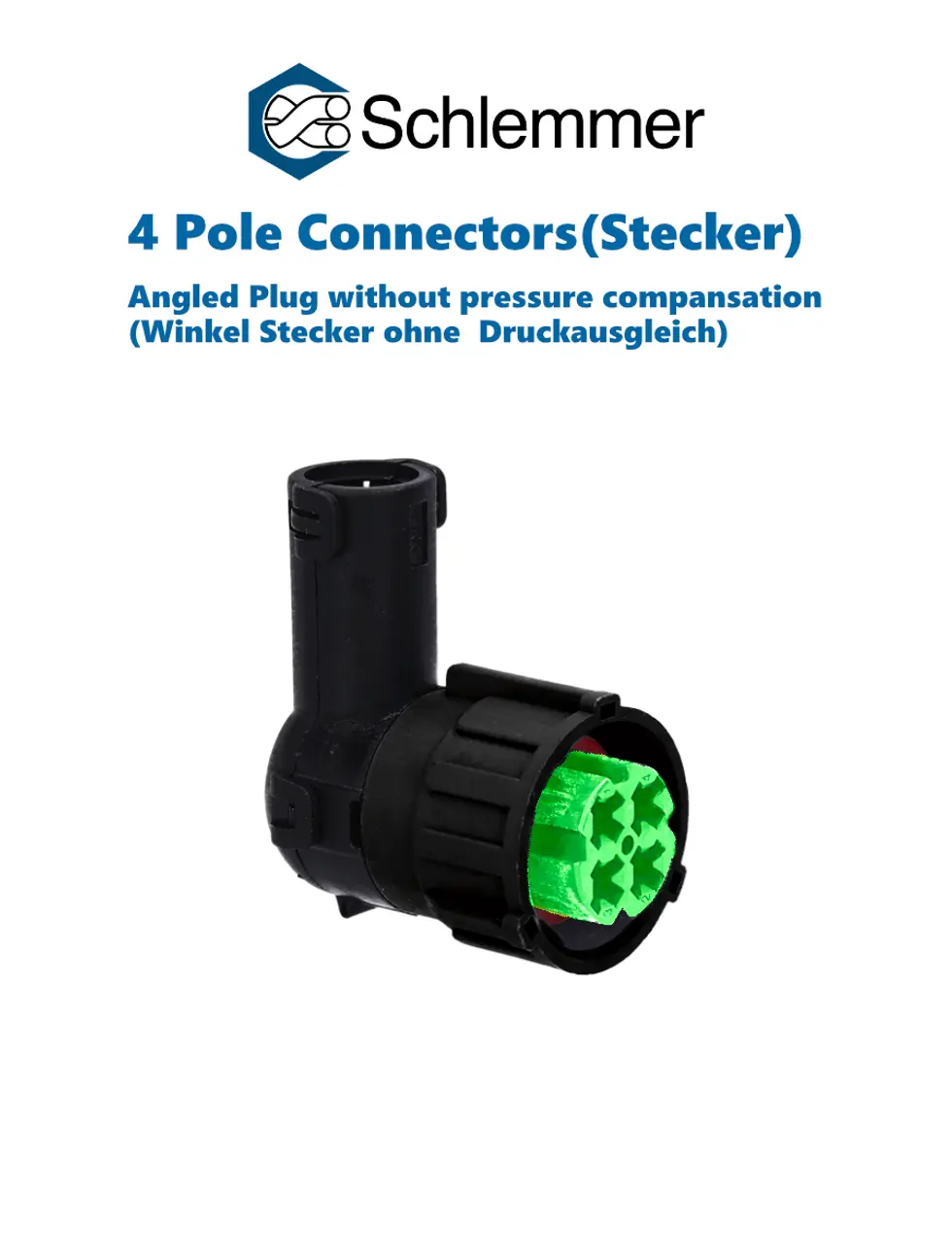 PLUG JACK HOUSING 90° WITH PROTECTION CAP NW8.5 W/OUT PRESSURE COMPANSATION 4-POL 4XØ2.5 PBP/PA6/SI GREEN/BLACK