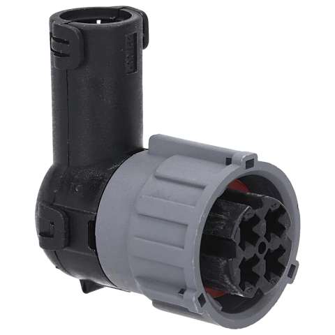 PLUG JACK HOUSING 90° WITH PROTECTION CAP NW8.5 WITH PRESSURE COMPANSATION 4-POL 4XØ2.5 PBP/PA6/SI BLACK/GREY