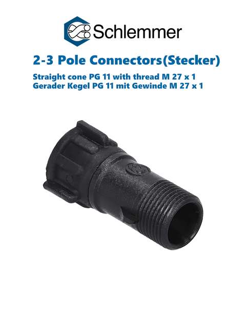 CONE STRAIGHT PG 11 2/3/4 POLE OPTIONS WITH THREAD M27x1 PA6 BLACK