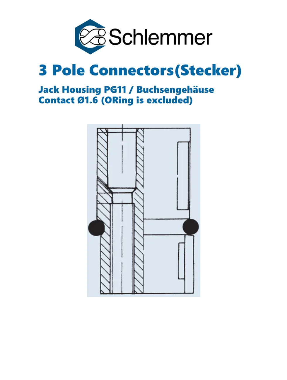 SOCKET JACK HOUSING 3-POLE 3XØ1.6 F. ESPA-RSA2