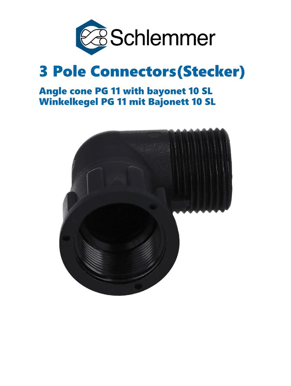 CONE 90° ANGLED (FOR 7805039 HOUSING) PG 11 WITH BAYONET 10SL PA6 BLACK