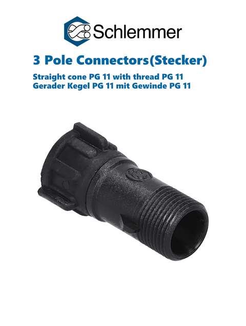 CONE STRAIGHT (FOR 7805039 HOUSING) PG 11 WITH THREAD PG11 PA6 BLACK