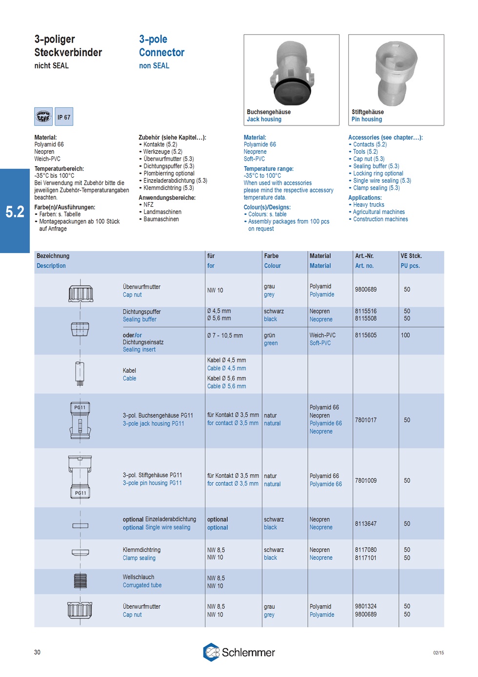 SEALING BUFFER NEOPREN BLACK FOR Ø5.6 CABLES PG11