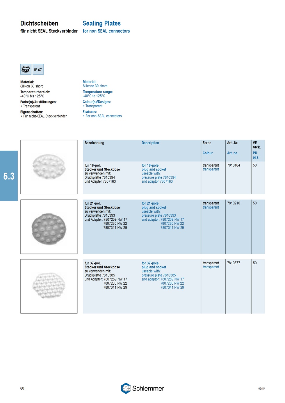 PPLATE PA6 BK 21-POL PLUG/SOCKET P/500