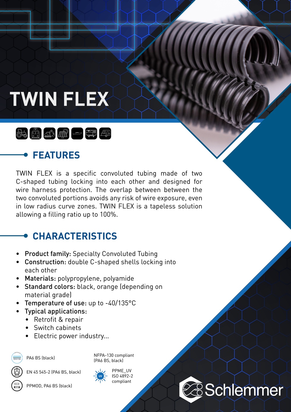 TWIN FLEX PPME UV BKNO BLACK NW50 RLX 25M (COIL)