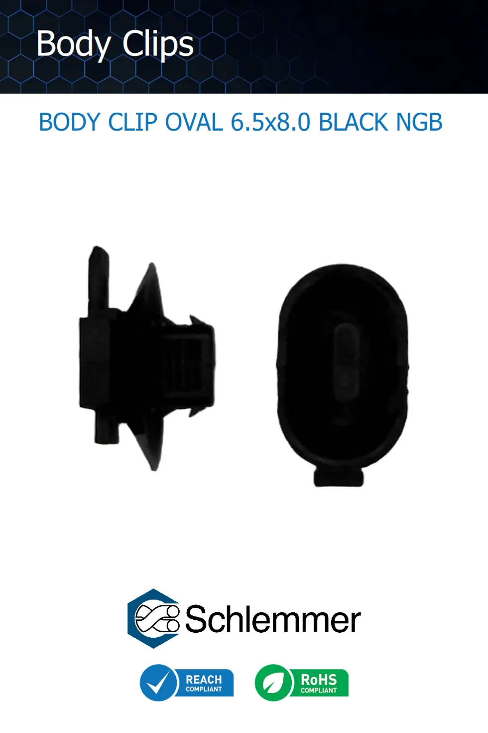 BODY CLIP OVAL 6.5x8.0 BLACK NGB