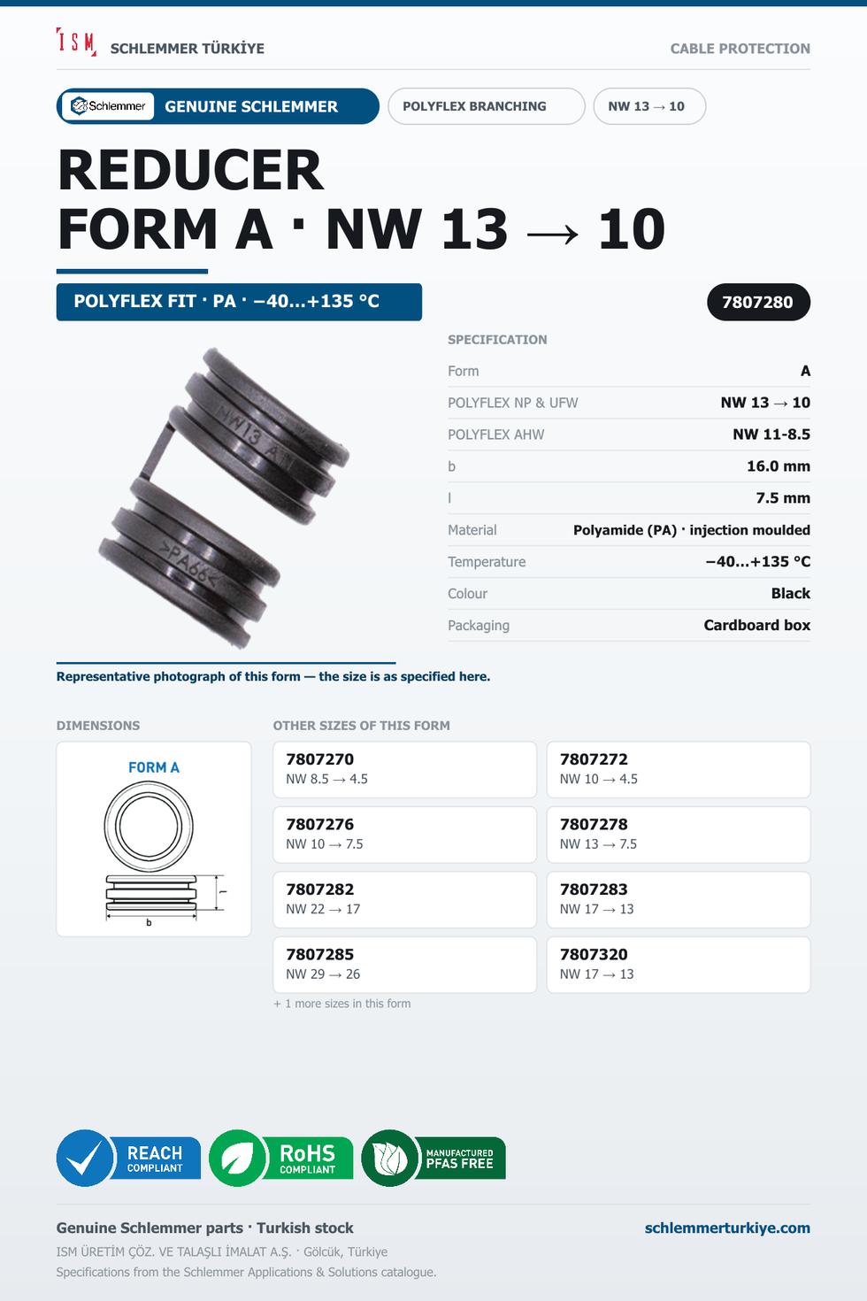 POLYFLEX REDUCER FORM A NW 13 → 10