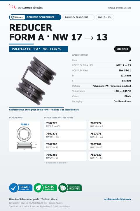 POLYFLEX REDUCER FORM A NW 17 → 13