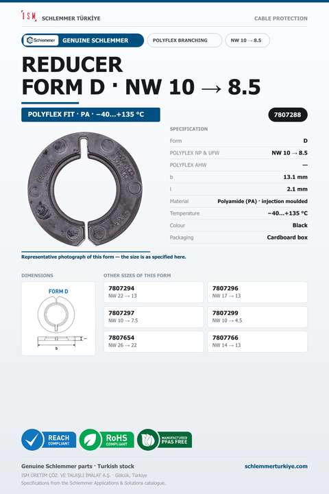 POLYFLEX REDUCER FORM D NW 10 → 8.5