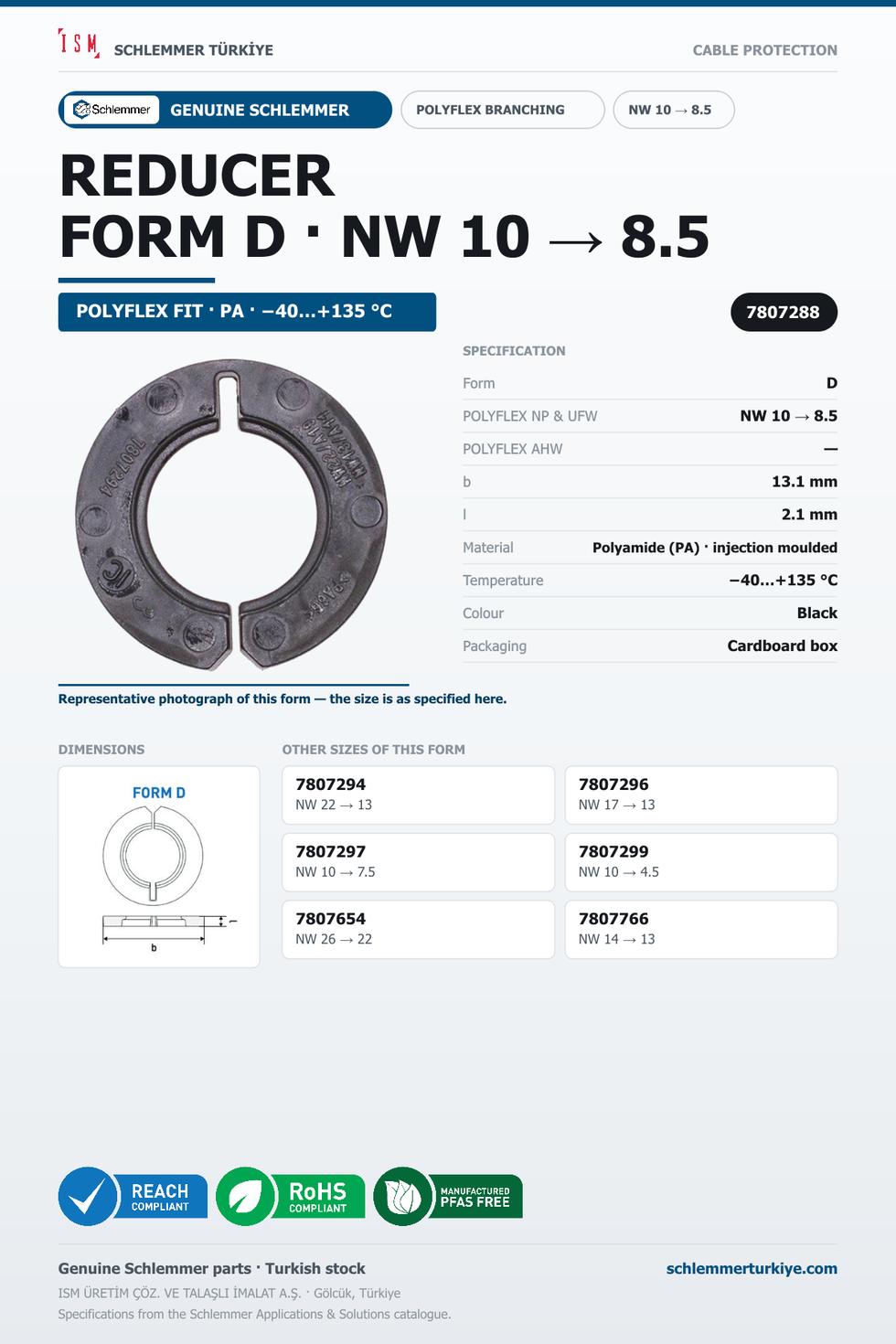 POLYFLEX REDUCER FORM D NW 10 → 8.5
