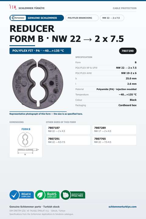 POLYFLEX REDUCER FORM B NW 22 → 2 x 7.5