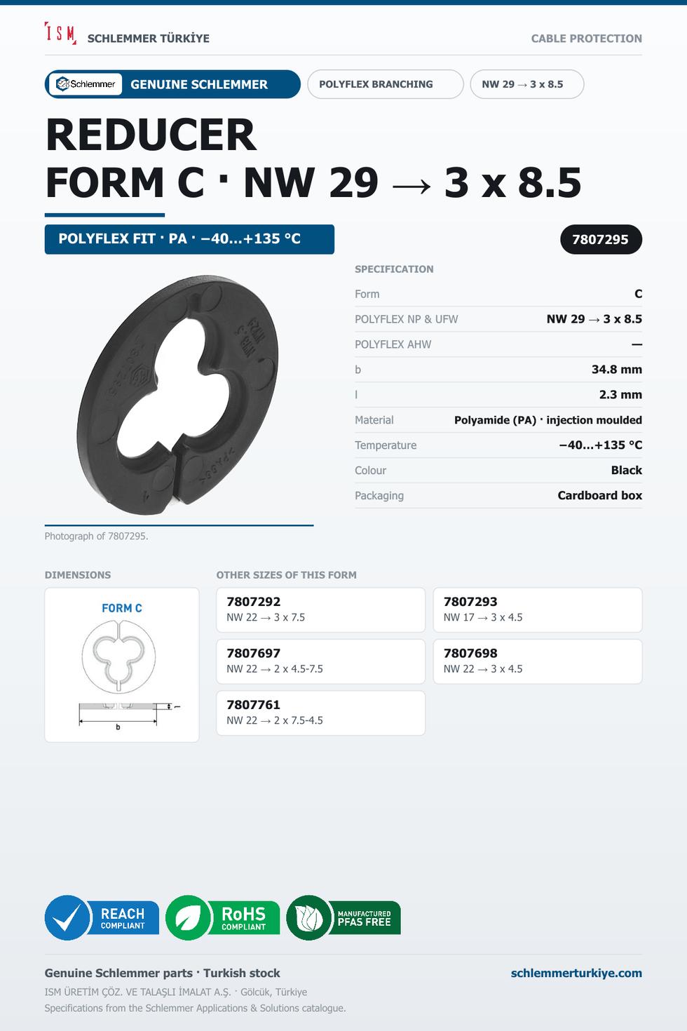 POLYFLEX REDUCER FORM C NW 29 → 3 x 8.5