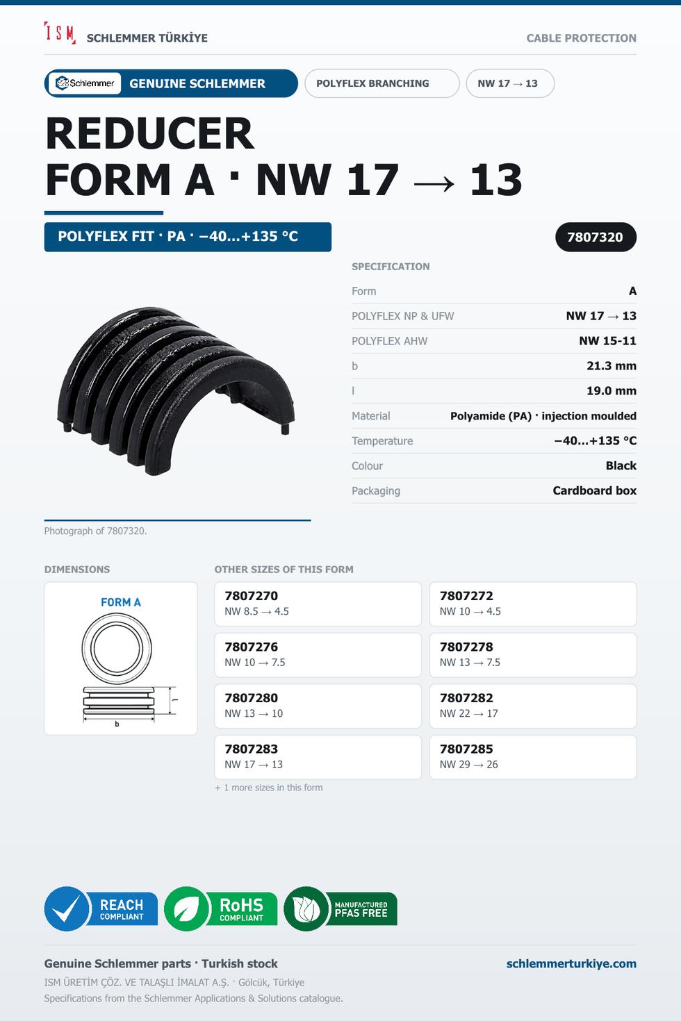 POLYFLEX REDUCER FORM A* NW 17 → 13