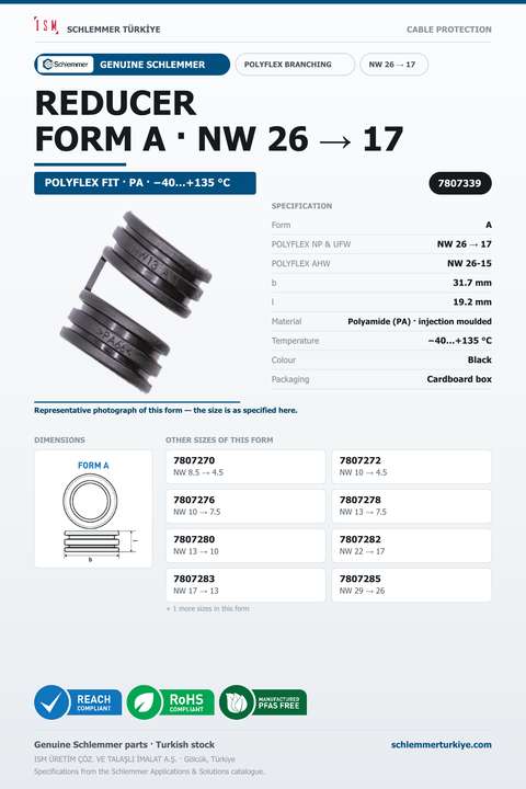 POLYFLEX REDUCER FORM A NW 26 → 17