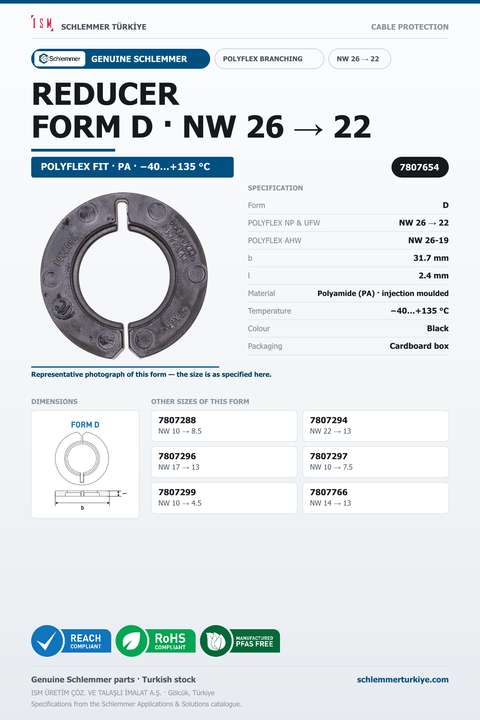 POLYFLEX REDUCER FORM D NW 26 → 22