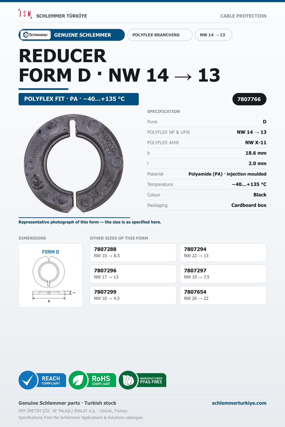 POLYFLEX REDUCER FORM D NW 14 → 13