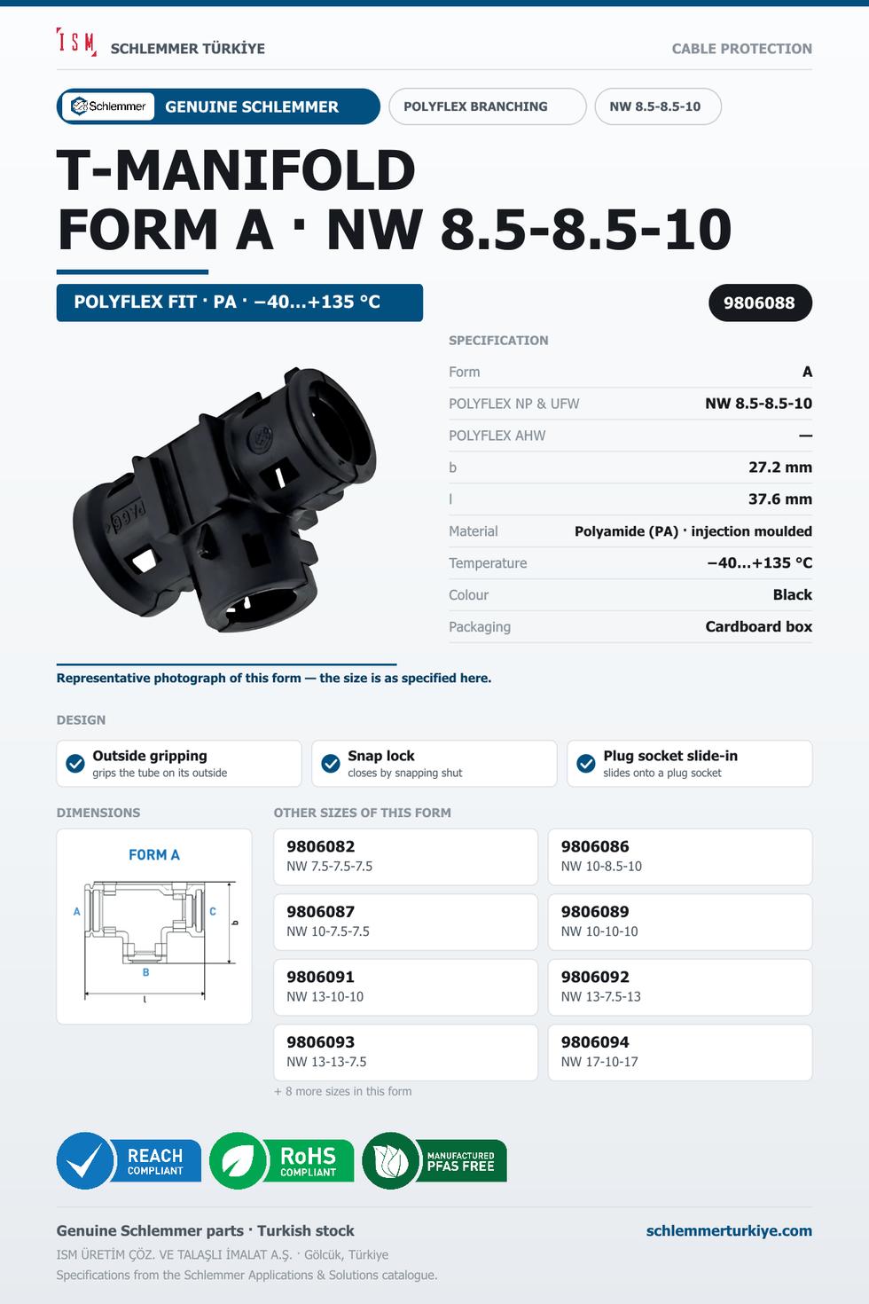 POLYFLEX T-MANIFOLD FORM A NW 8.5-8.5-10