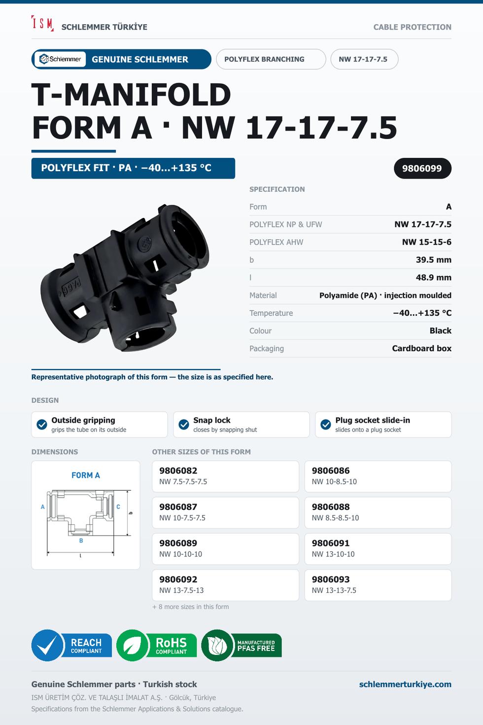 POLYFLEX T-MANIFOLD FORM A NW 17-17-7.5