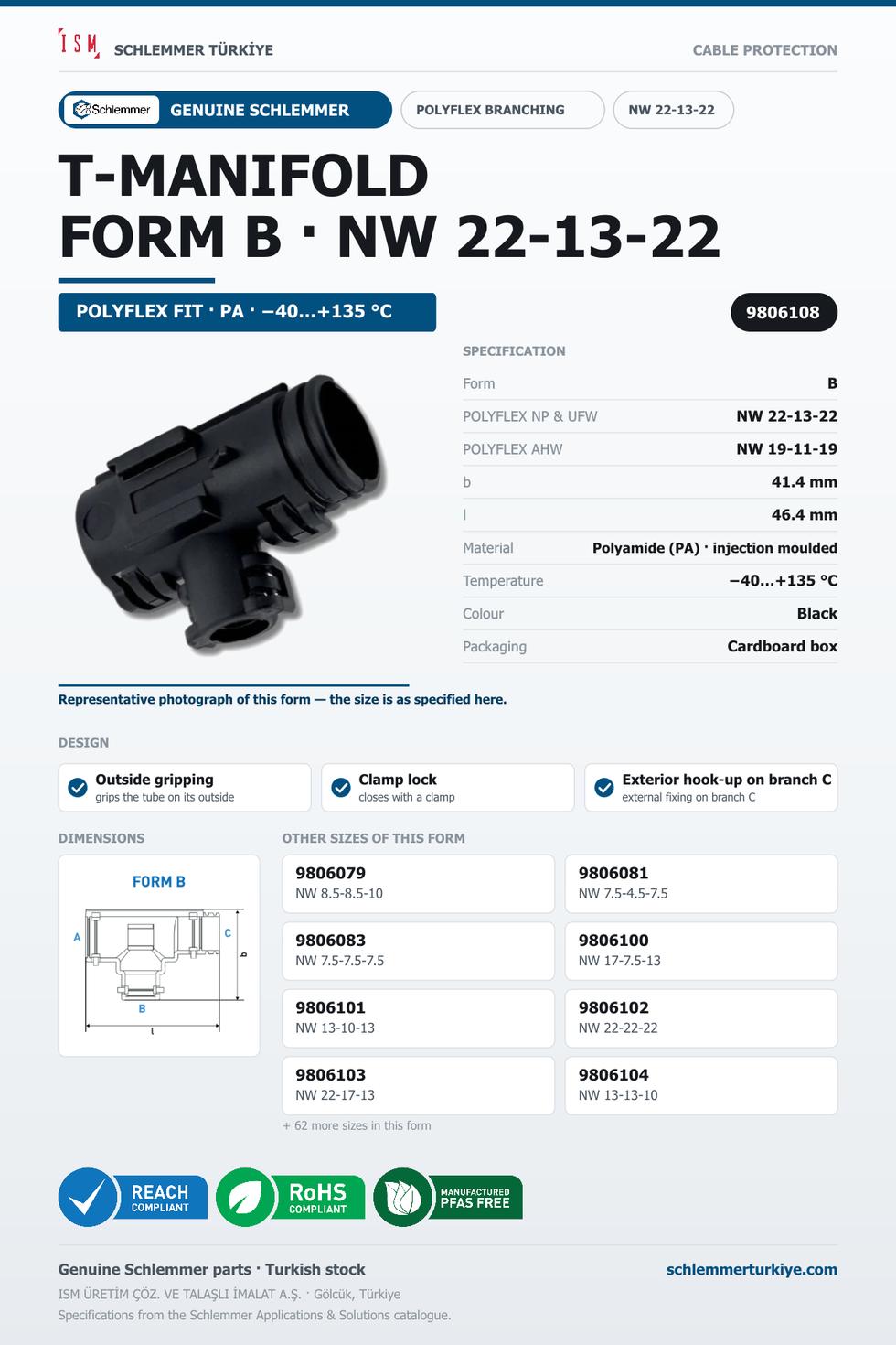 POLYFLEX T-MANIFOLD FORM B NW 22-13-22