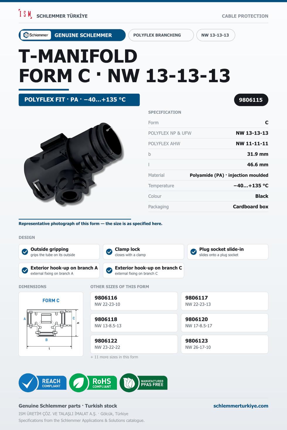 POLYFLEX T-MANIFOLD FORM C NW 13-13-13