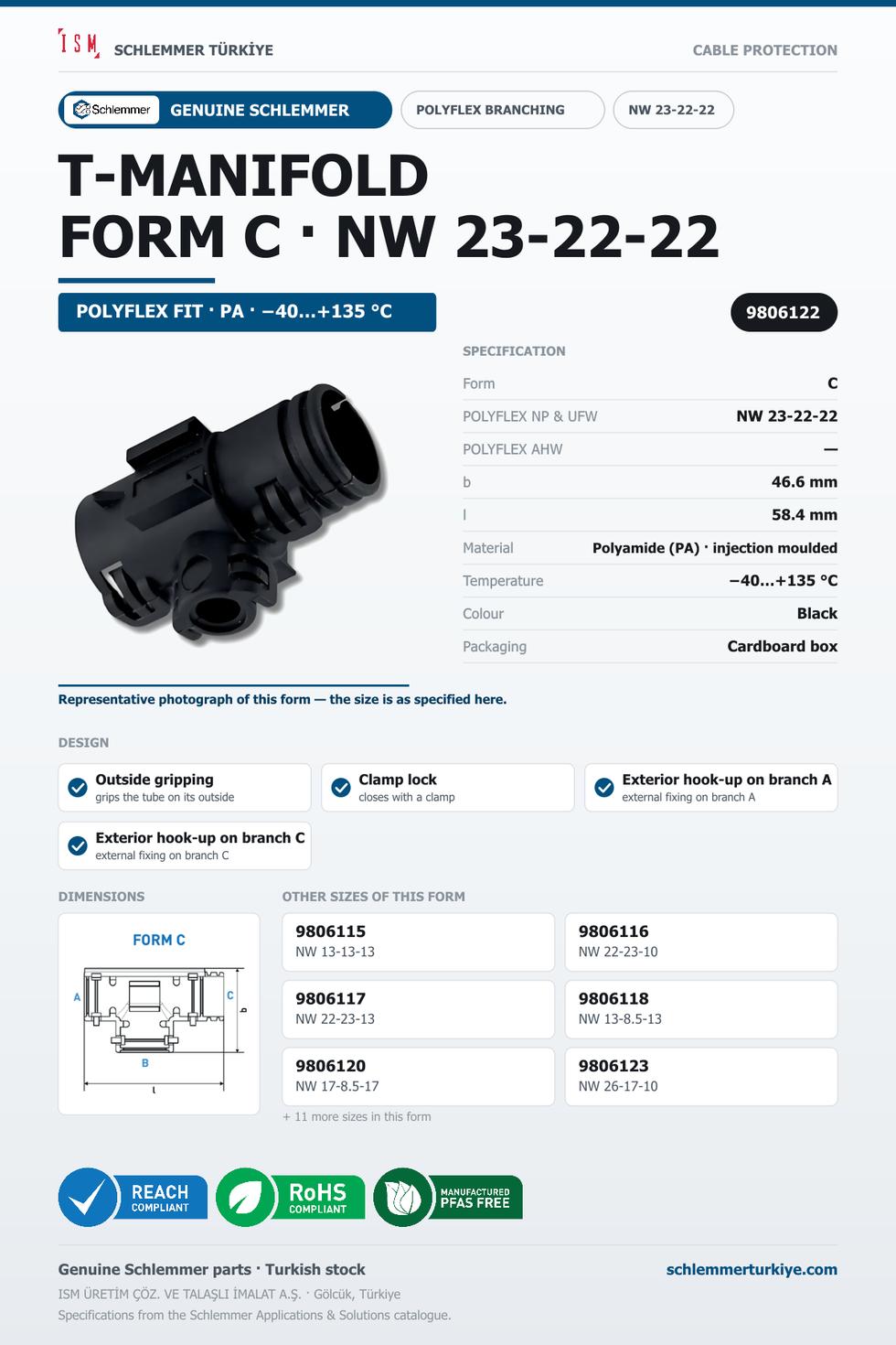 POLYFLEX T-MANIFOLD FORM C NW 23-22-22