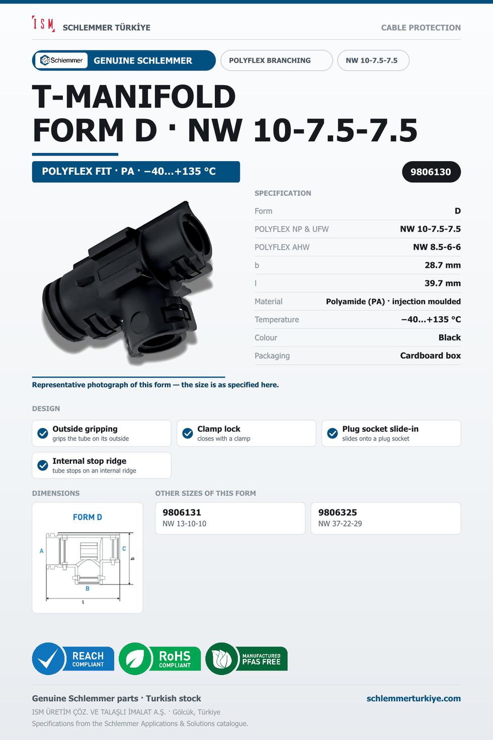 POLYFLEX T-MANIFOLD FORM D NW 10-7.5-7.5