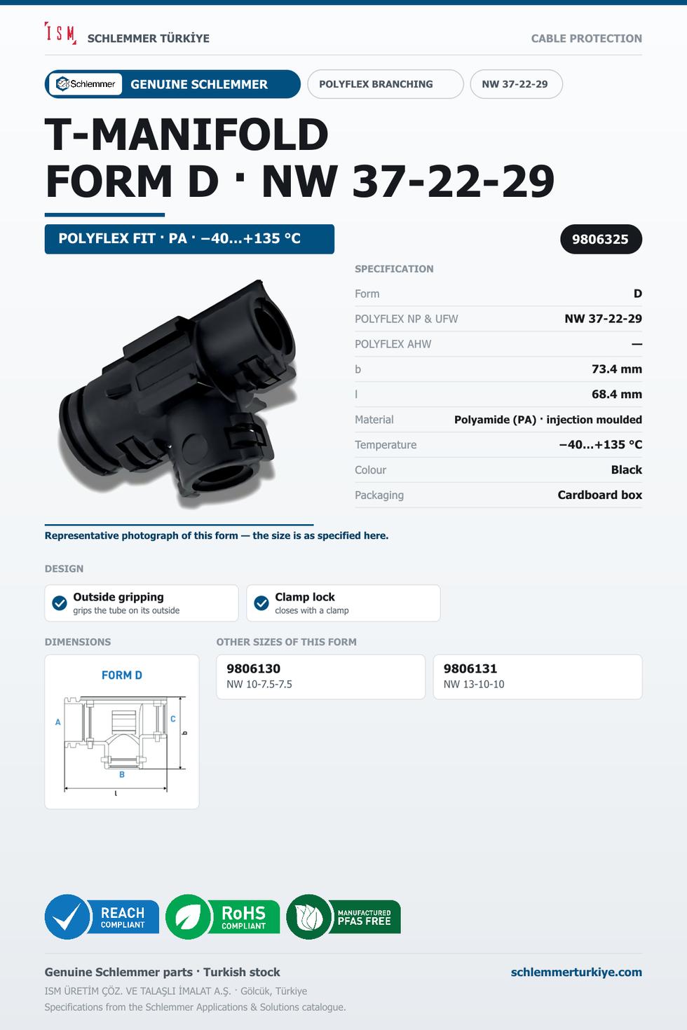 POLYFLEX T-MANIFOLD FORM D NW 37-22-29