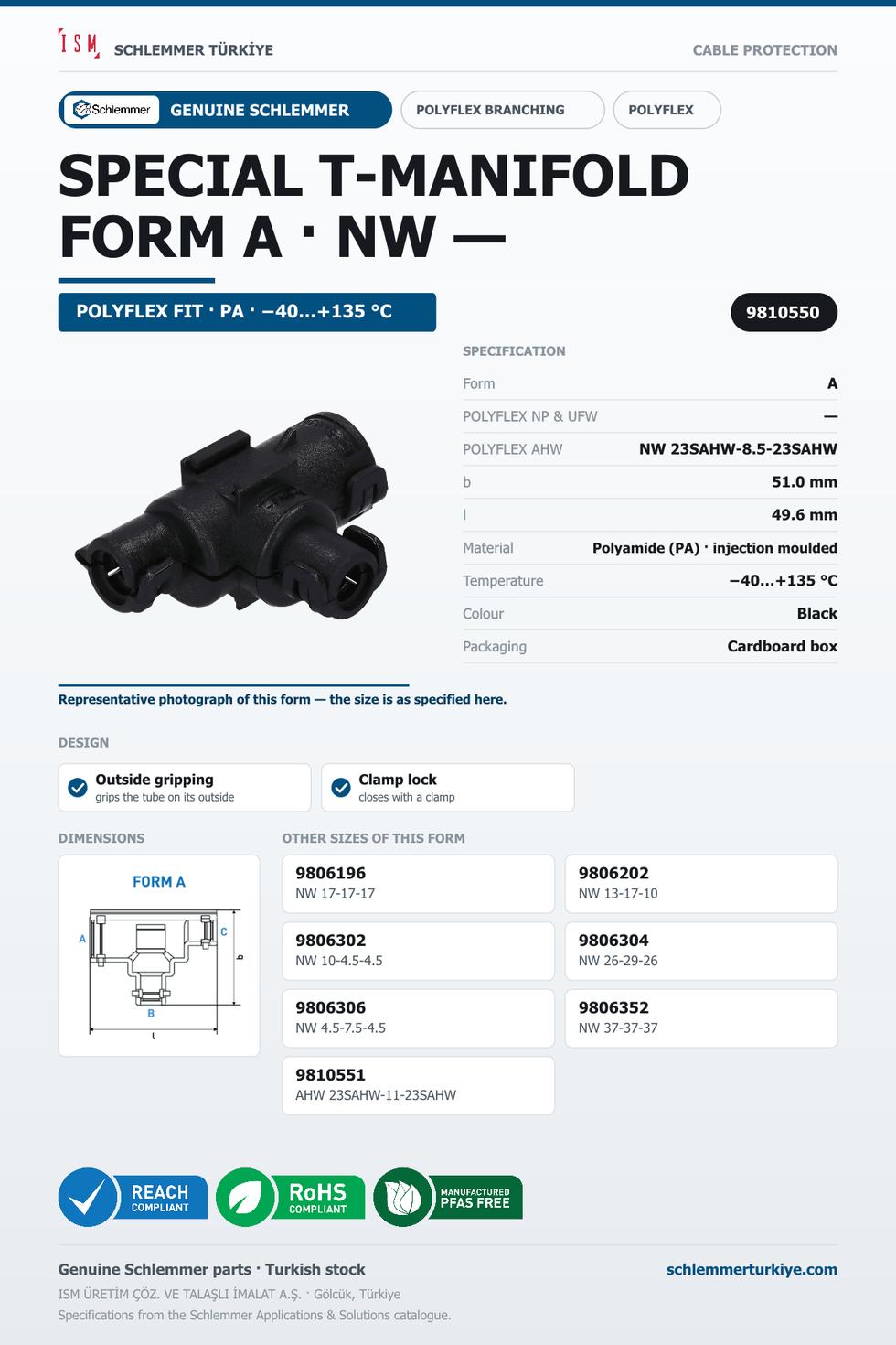 POLYFLEX T-MANIFOLD FORM SPECIAL A NW 23SAHW-8.5-23SAHW