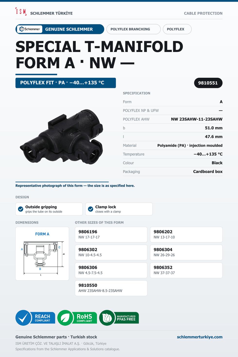 POLYFLEX T-MANIFOLD FORM SPECIAL A NW 23SAHW-11-23SAHW