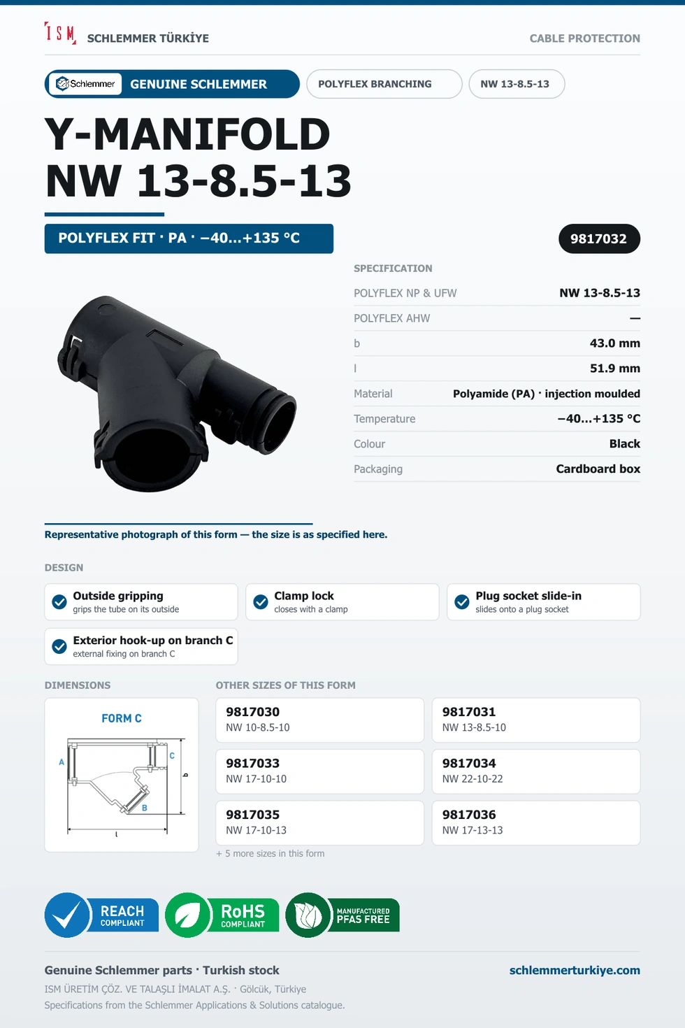 POLYFLEX Y-MANIFOLD FORM C-SIMILAR NW 13-8.5-13
