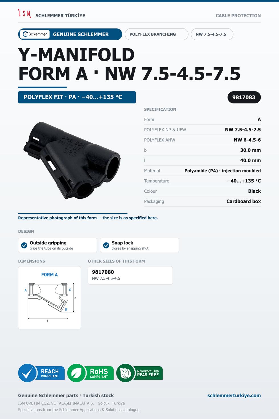 POLYFLEX Y-MANIFOLD FORM A NW 7.5-4.5-7.5