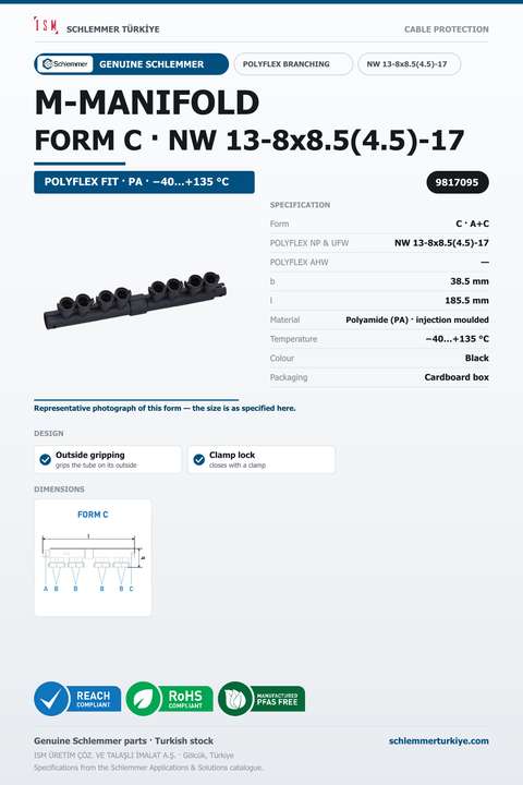 POLYFLEX M-MANIFOLD FORM C INSIDE GRIP NW 13-8x8.5(4.5)-17