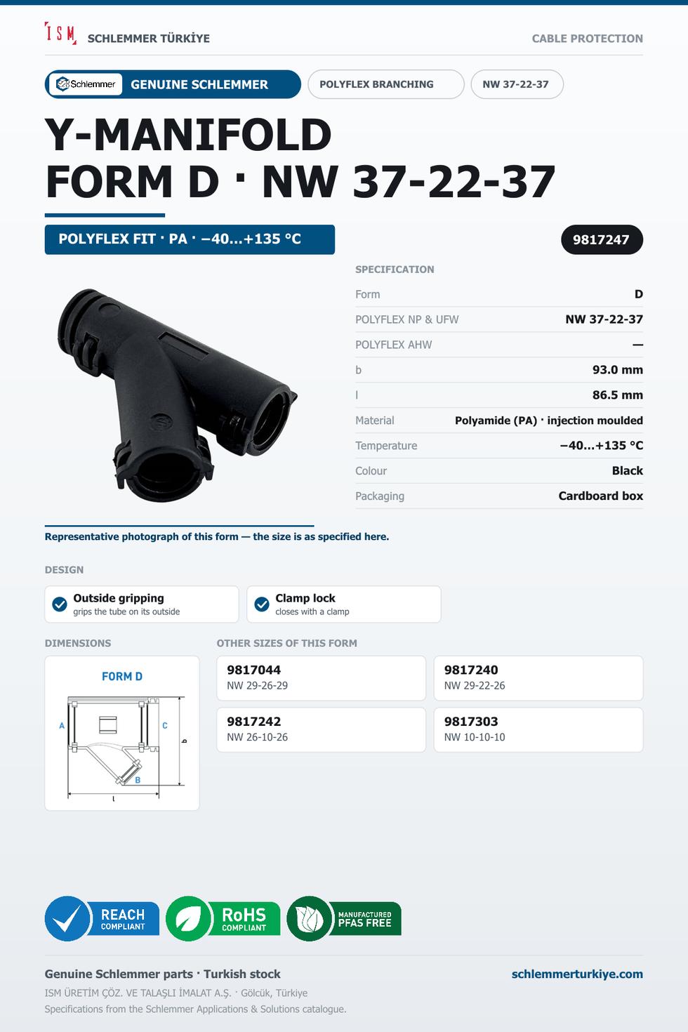 POLYFLEX Y-MANIFOLD FORM D NW 37-22-37