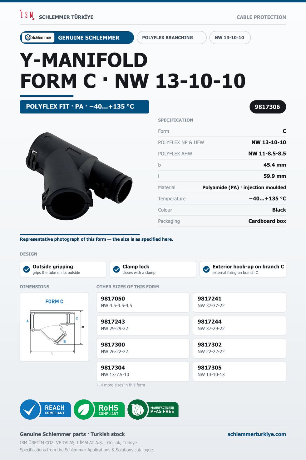POLYFLEX Y-MANIFOLD FORM C NW 13-10-10