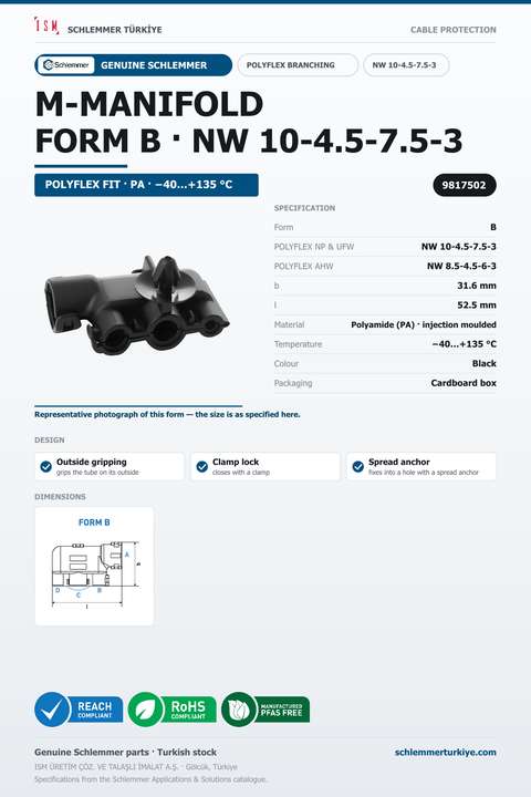 POLYFLEX M-MANIFOLD FORM B (SPREAD ANCHOR) NW 10-4.5-7.5-3