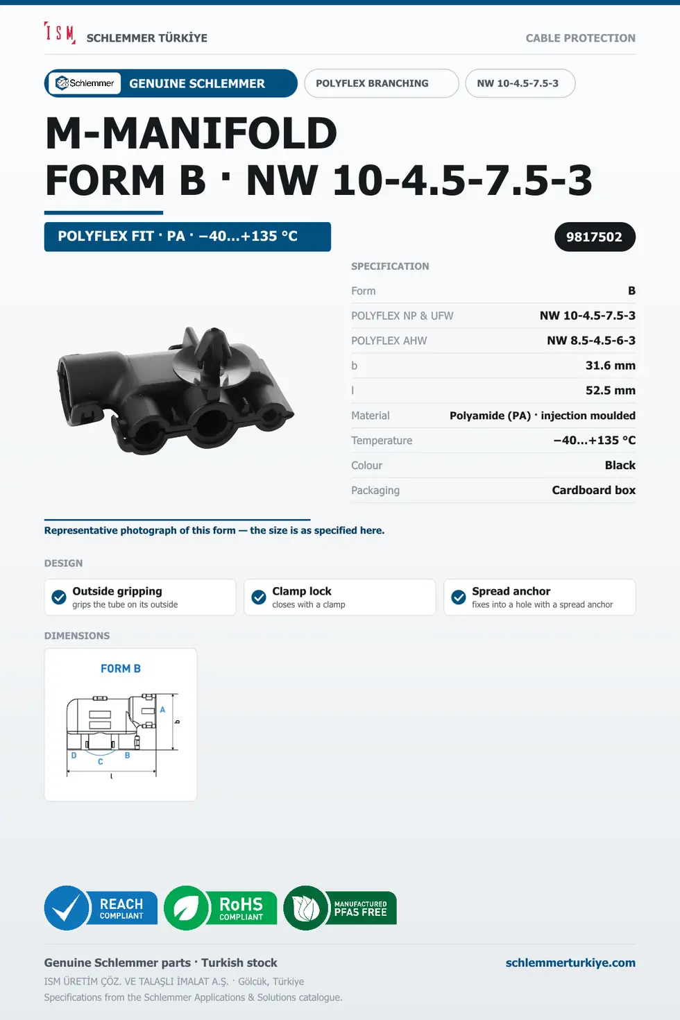 POLYFLEX M-MANIFOLD FORM B (SPREAD ANCHOR) NW 10-4.5-7.5-3