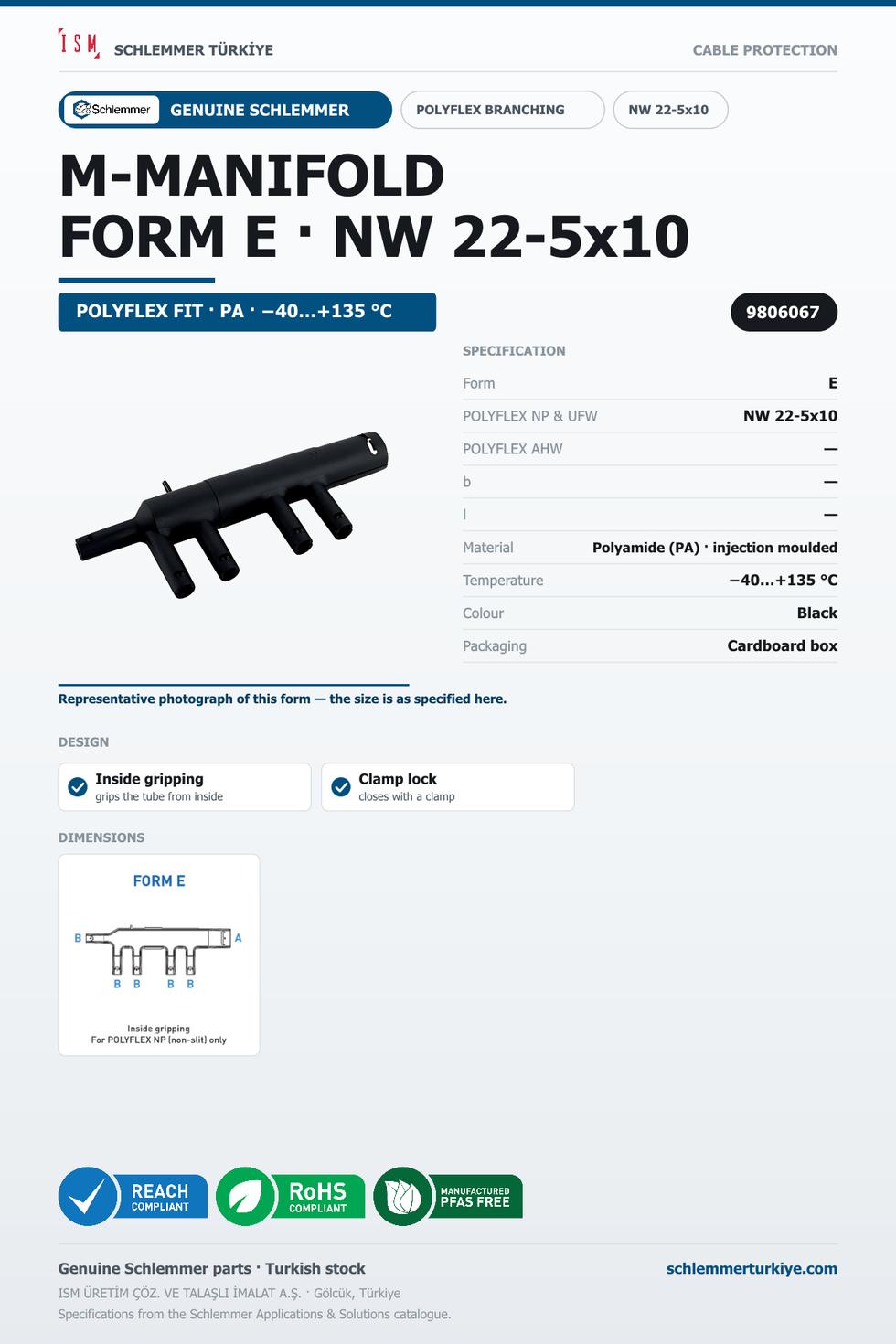 POLYFLEX M-MANIFOLD FORM E INSIDE GRIP NW 22-5x10