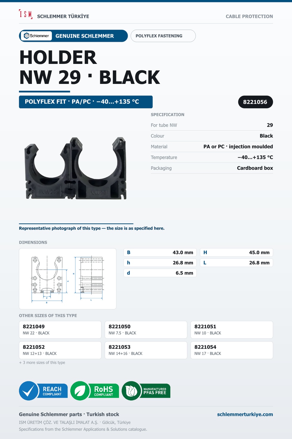CORRUGATED TUBE HOLDER BLACK NW 29